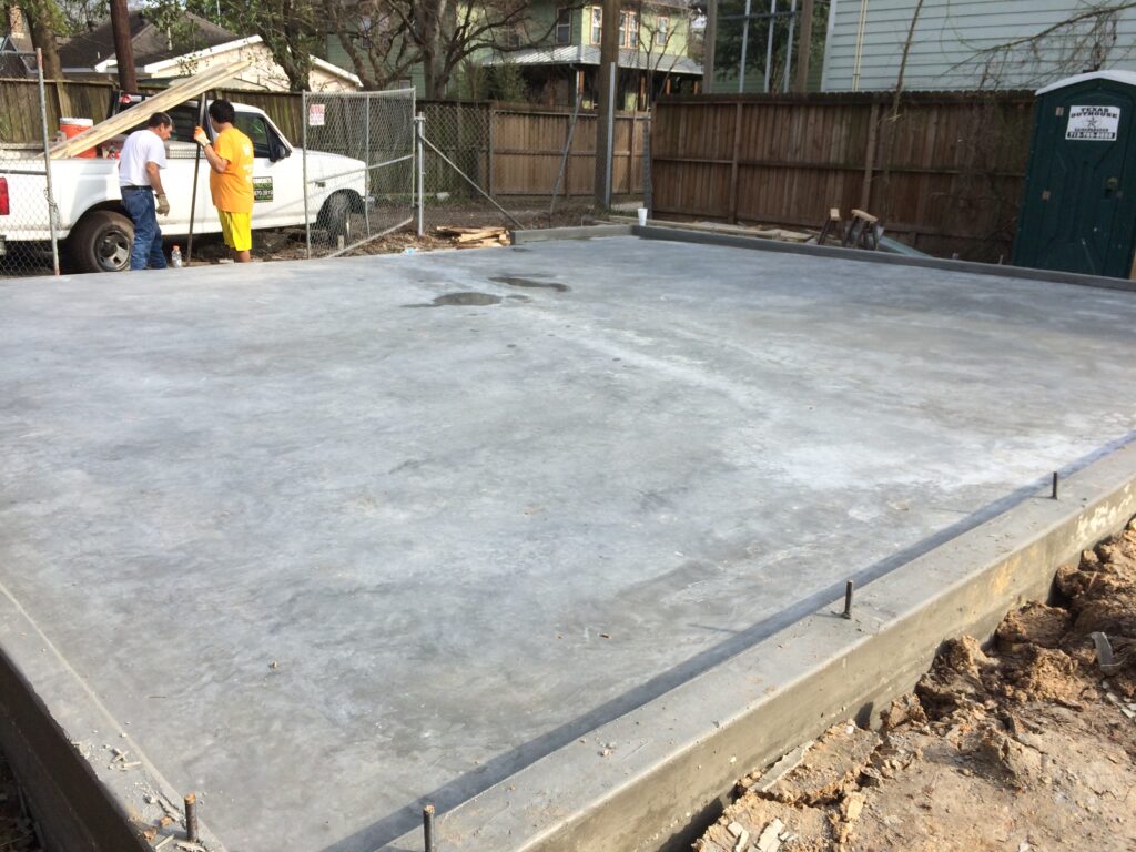 Concrete-Construction-Houston-Heights-Garage-Foundation Completed garage foundation pour for a Concrete Construction in Houston Heights project.